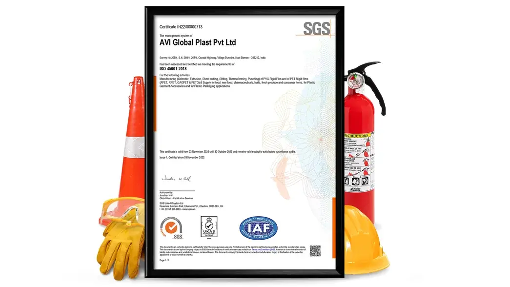 AVI Global Plast Earns ISO 45001 Certification for Occupational Health & Safety