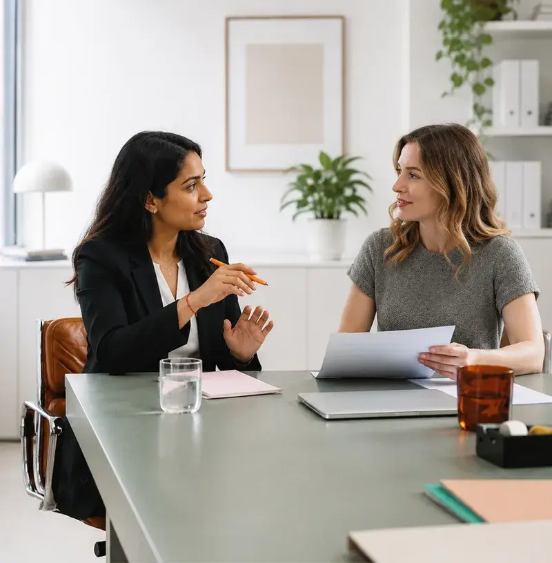 An AVI packaging specialist discussing a requirement with a buyer