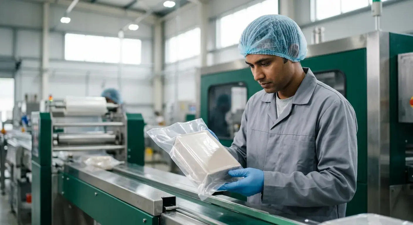 Sheet, machinery and an AVI operator on the production line.