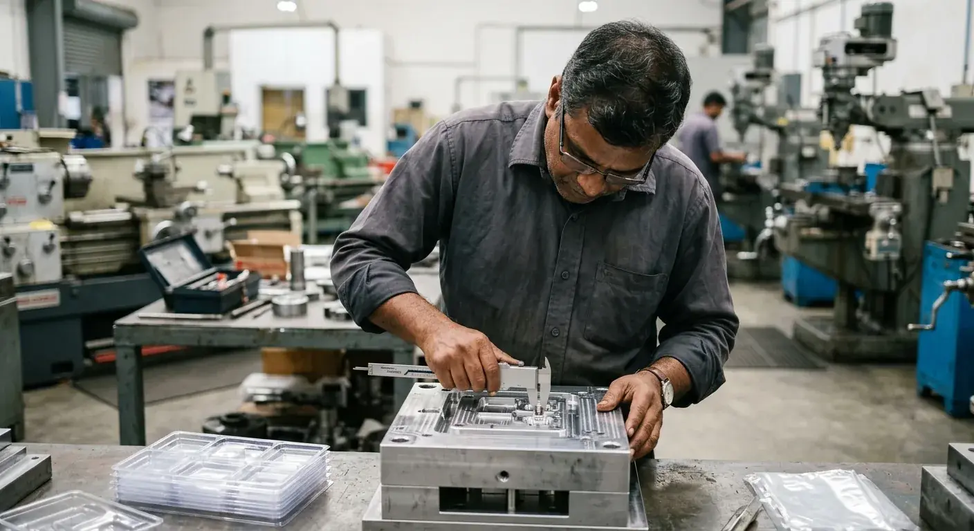 Sheet, machinery and an AVI operator forming tamper-evident clamshells.