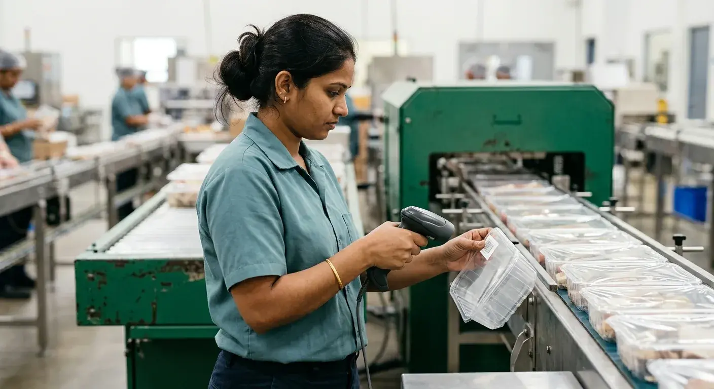 AVI Trace batch-record documentation on the production floor.