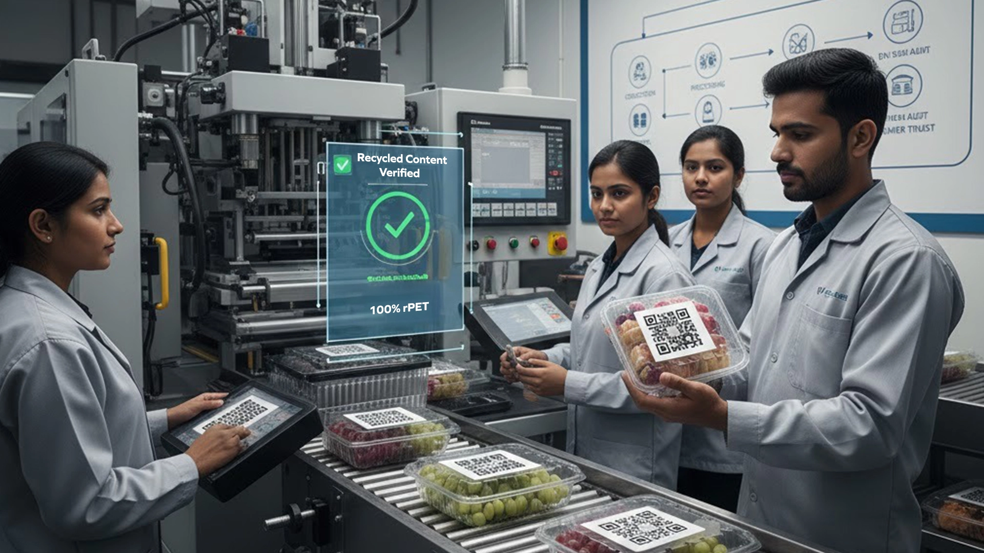 rpet packaging qr traceability recycled content verification avi global plast